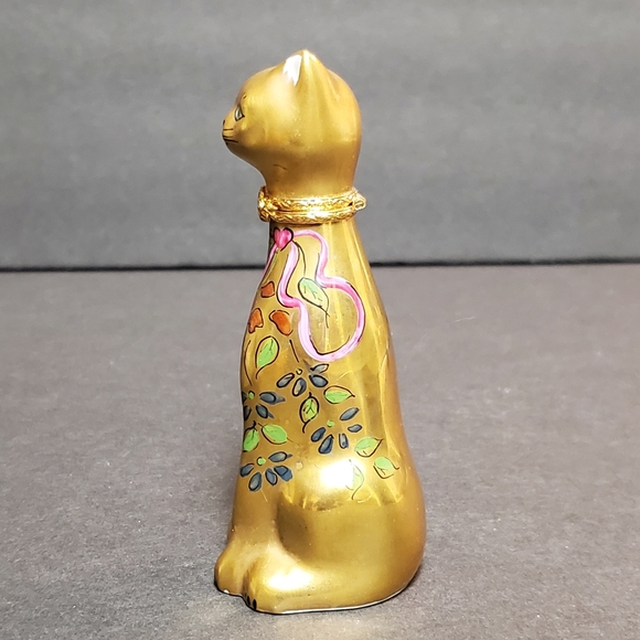 Limoges Peint Main Cat Trinket Box - Picture 5 of 11